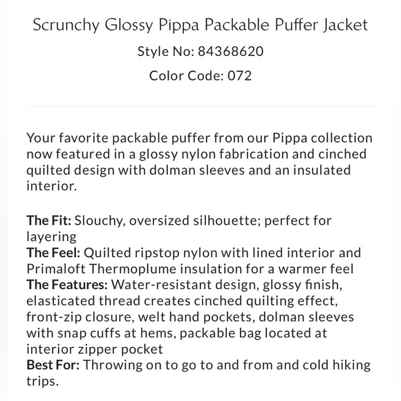 Free People Scrunchy Glossy Pippa Packable Puffer Jacket Size Small NWT - Picture 5 of 12